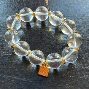 Fashion Jewelry Clear Big Bead With Gold Tone Dividers Stretch Bracelet